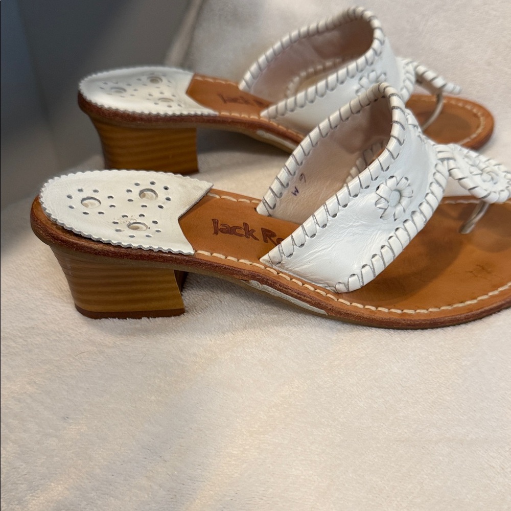 Jack Rogers White Leather heeled Sandals - Picture 5 of 7